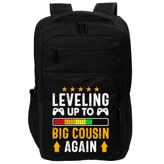 Leveling Up To Big Cousin Again Pregnancy Announcet Funny Impact Tech Backpack