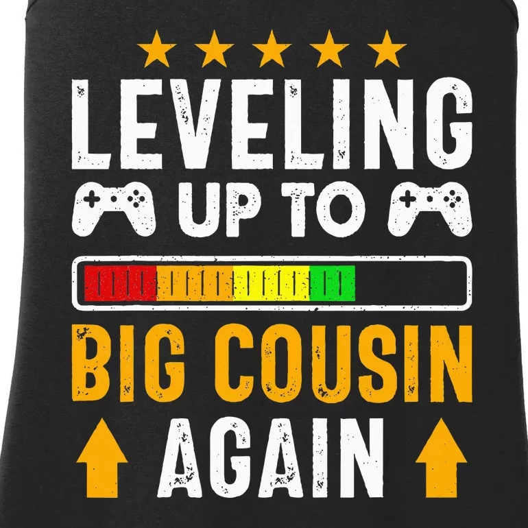 Leveling Up To Big Cousin Again Pregnancy Announcet Funny Ladies Essential Tank