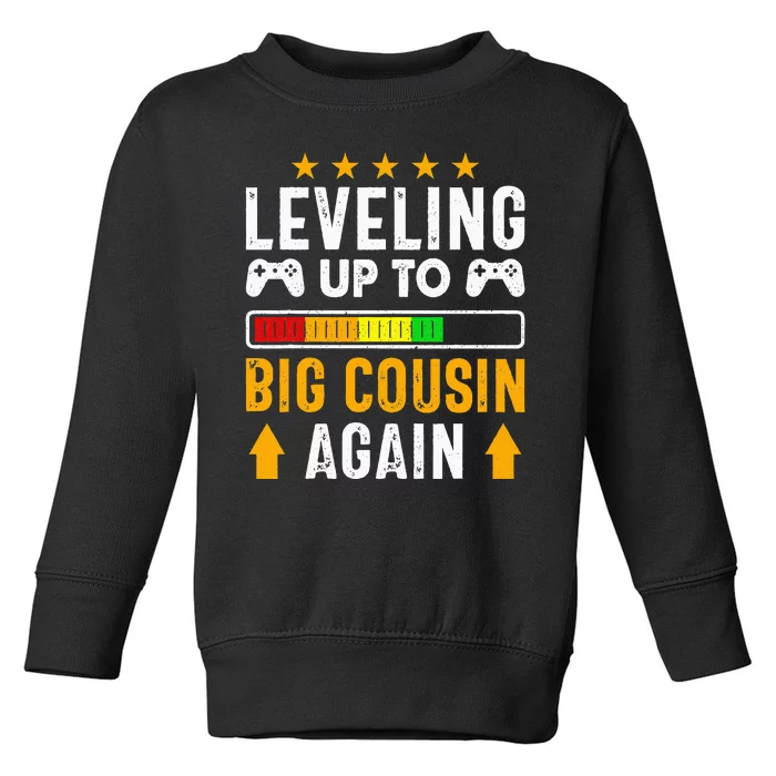 Leveling Up To Big Cousin Again Pregnancy Announcet Funny Toddler Sweatshirt