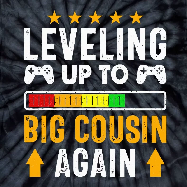 Leveling Up To Big Cousin Again Pregnancy Announcet Funny Tie-Dye T-Shirt