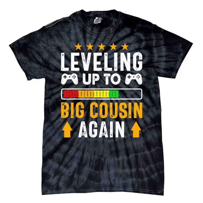 Leveling Up To Big Cousin Again Pregnancy Announcet Funny Tie-Dye T-Shirt