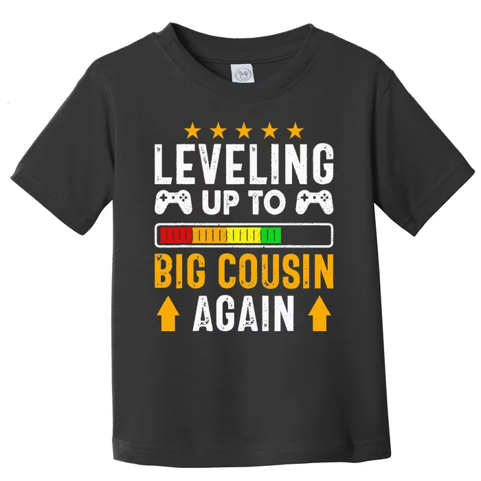 Leveling Up To Big Cousin Again Pregnancy Announcet Funny Toddler T-Shirt