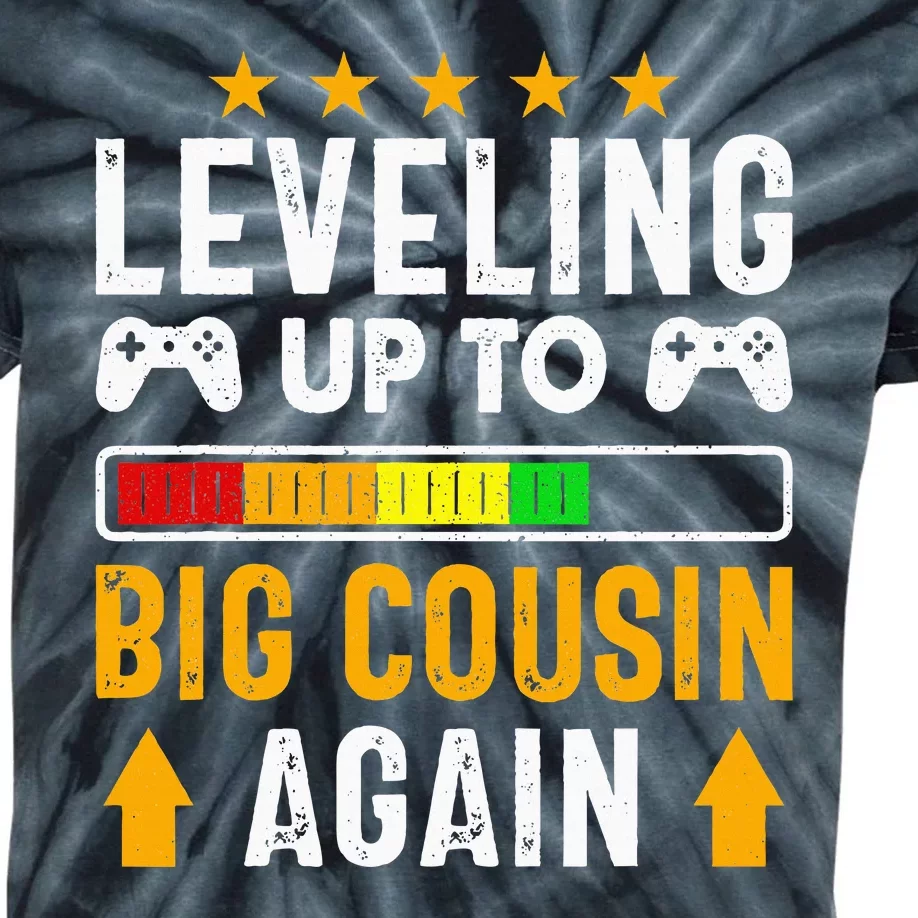 Leveling Up To Big Cousin Again Pregnancy Announcet Funny Kids Tie-Dye T-Shirt