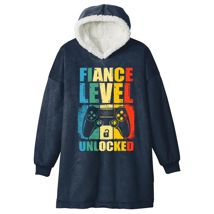 Leveled Up To Fiance Newly Engaged Couple Gift For Him Hooded Wearable Blanket