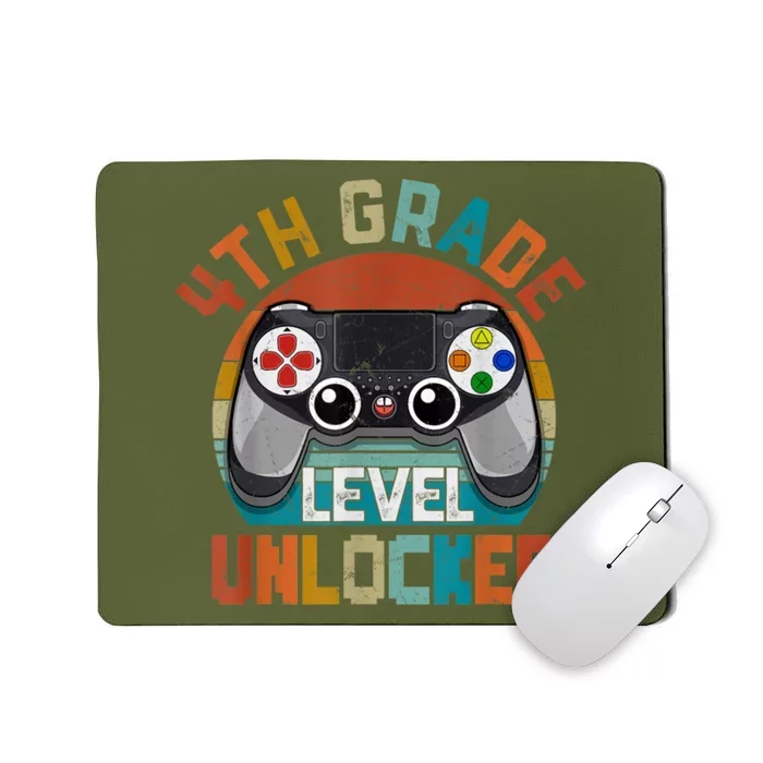 Leveled Up To 4th Grade Gamer Back To School First Day Boy Mousepad