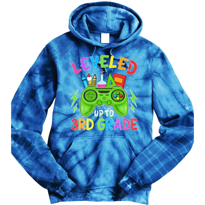 Leveled Up To 3rd Grade Gamer Back To School First Day Tie Dye Hoodie