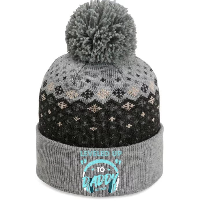 Leveled Up To Daddy Est 2024 Pregnancy Fathers Day Gift The Baniff Cuffed Pom Beanie