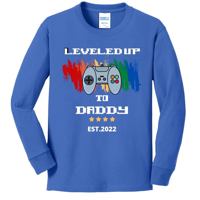 Leveled Up To Daddy Meaningful Gift Kids Long Sleeve Shirt