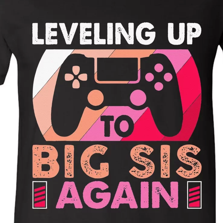 Leveling Up To Big Sis Again Promoted to Big Sister Again V-Neck T-Shirt