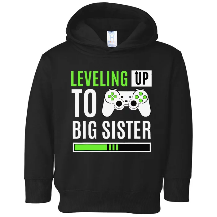 Leveling Up To Big Sister Gaming Baby Gender Announcement Toddler Hoodie