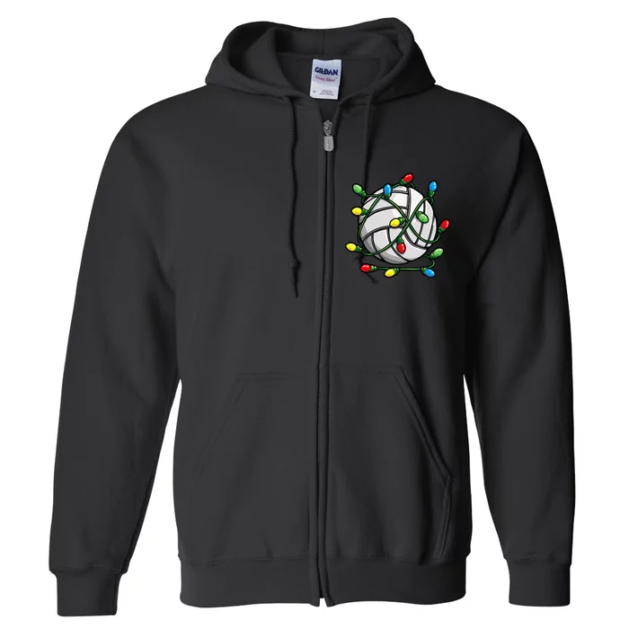 Light Up the Court with Volleyball Christmas Ball Full Zip Hoodie