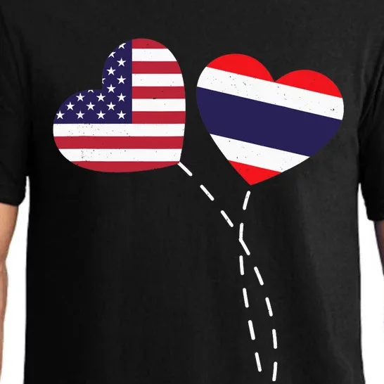 Loving USA Thailand Flag Heart Thai Americans Love Pajama Set