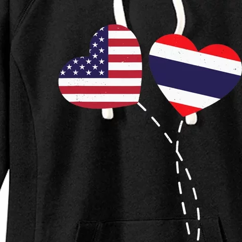 Loving USA Thailand Flag Heart Thai Americans Love Women's Fleece Hoodie