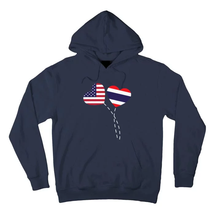 Loving USA Thailand Flag Heart Thai Americans Love Tall Hoodie