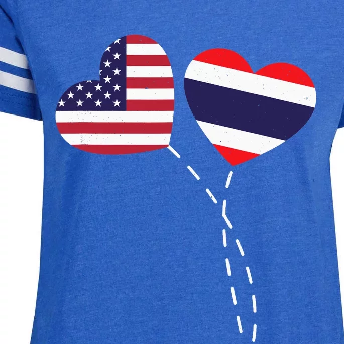 Loving USA Thailand Flag Heart Thai Americans Love Enza Ladies Jersey Football T-Shirt