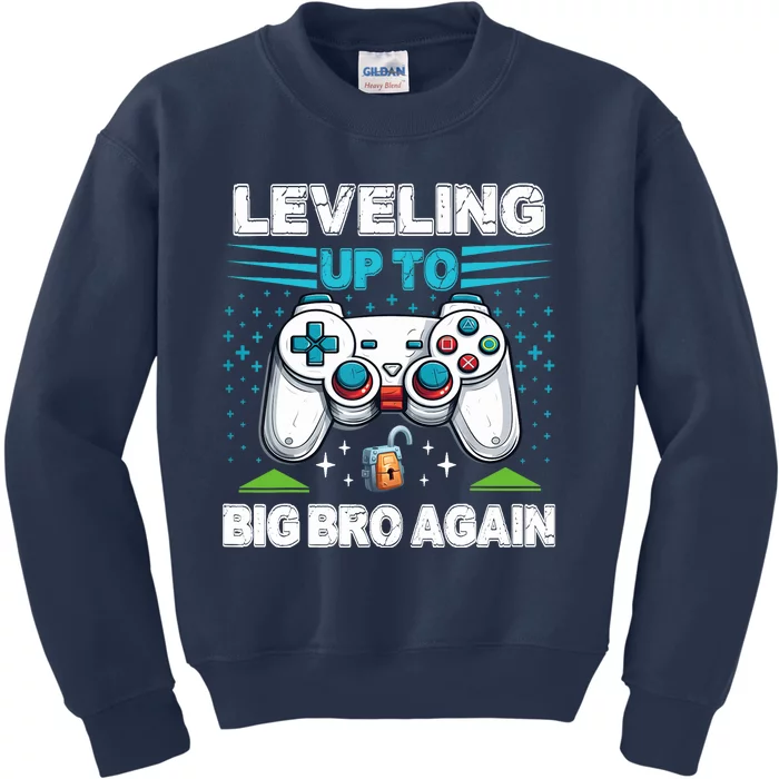 Leveling Up To Big Bro Again 2024 Kids Sweatshirt