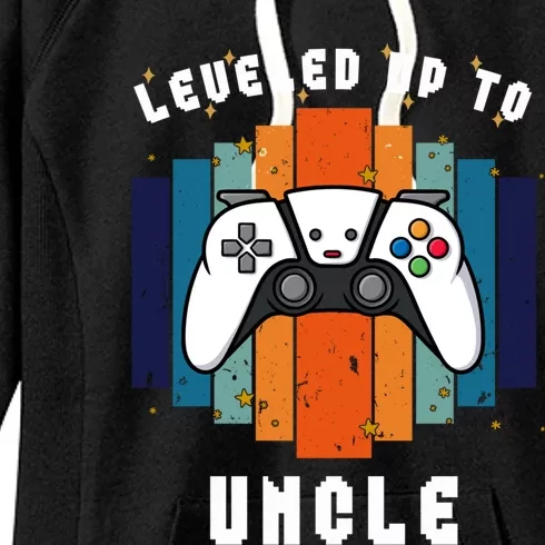 Leveled Up To Uncle Est 2024 First Time Uncle Funny Gamer Gift Women's Fleece Hoodie