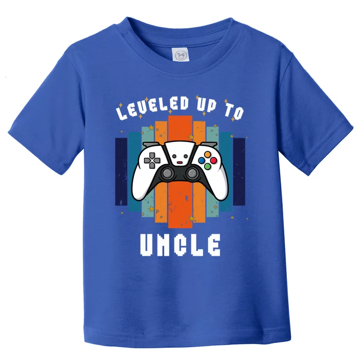 Leveled Up To Uncle Est 2024 First Time Uncle Funny Gamer Gift Toddler T-Shirt