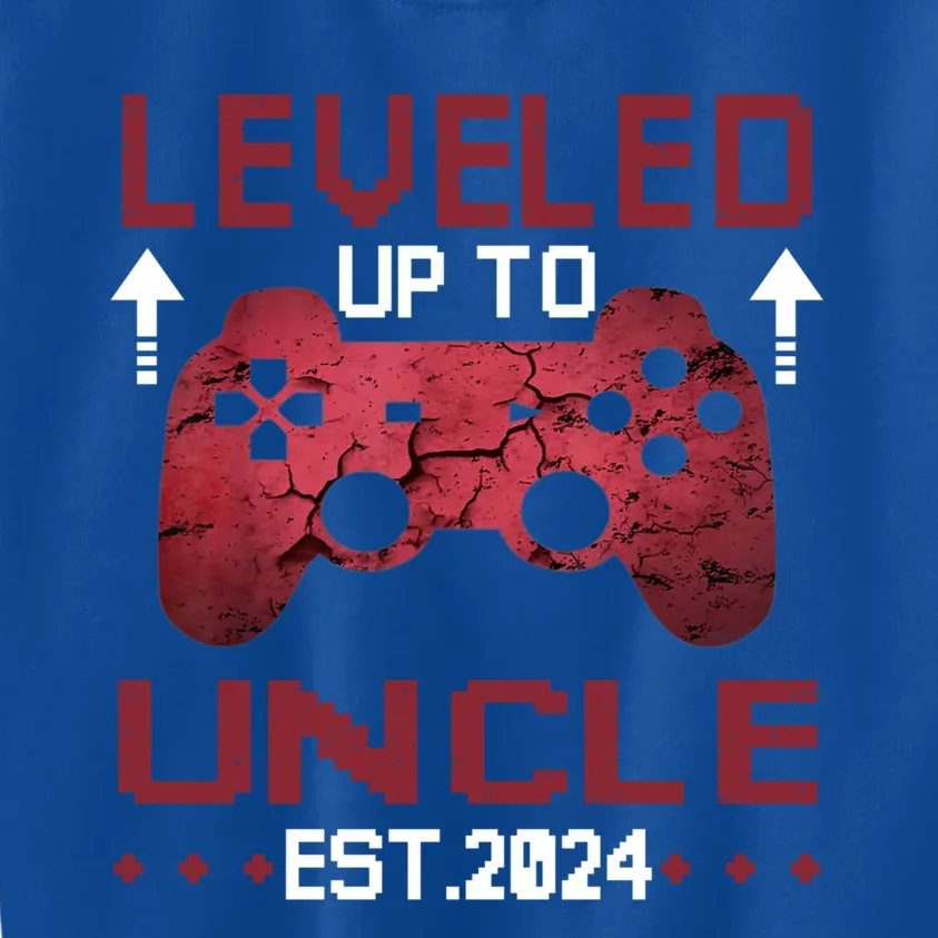 Leveled Up To Uncle Est 2024 Funny Unlce Video Gamer Gift Kids Sweatshirt