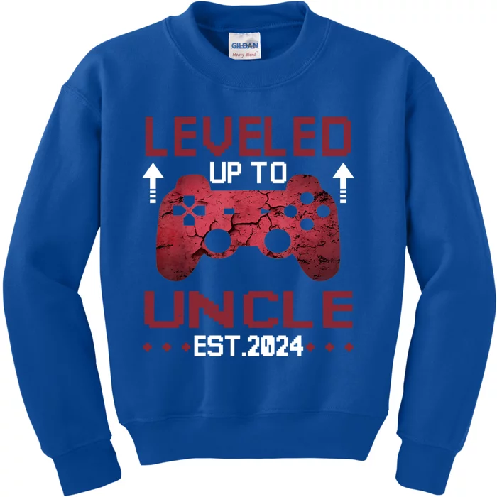 Leveled Up To Uncle Est 2024 Funny Unlce Video Gamer Gift Kids Sweatshirt