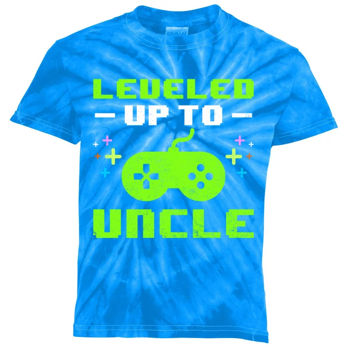 Leveled Up To Uncle New Uncle Gaming Promoted To Uncle Gamer Cool Gift Kids Tie-Dye T-Shirt