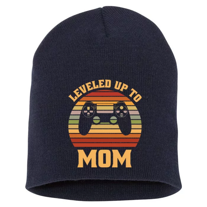 Leveled Up To Mom Cool Sunset Short Acrylic Beanie