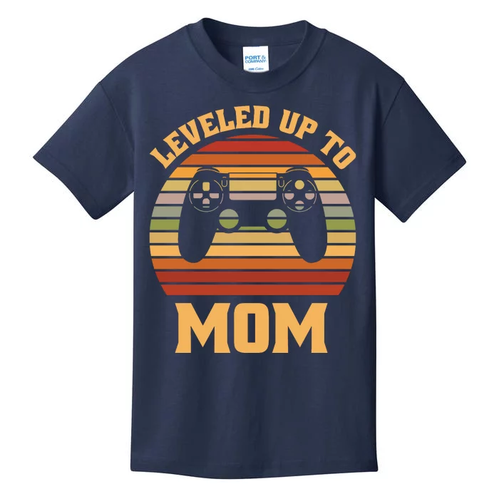 Leveled Up To Mom Cool Sunset Kids T-Shirt