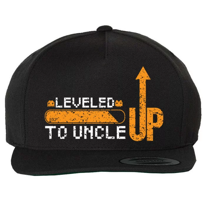 Leveled Up To Uncle New Uncle Retro Grunge Gamer Gift Wool Snapback Cap