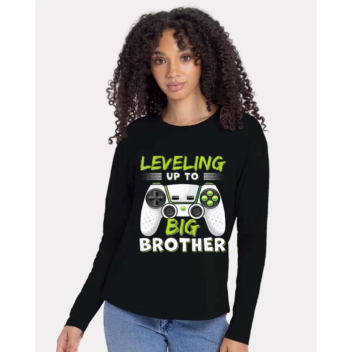 Leveling Up to Big Brother Womens Cotton Relaxed Long Sleeve T-Shirt