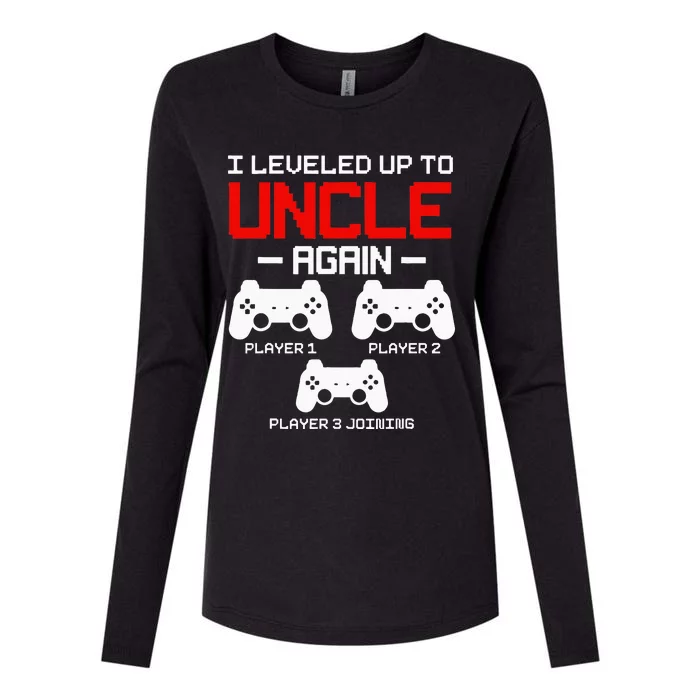 Leveled Up To Uncle Again Promoted To Uncle Video Gamer Womens Cotton Relaxed Long Sleeve T-Shirt