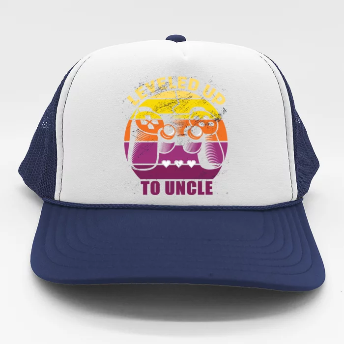 Leveled Up To Uncle Promoted To Uncle Retro Vintage Gamer Gift Trucker Hat