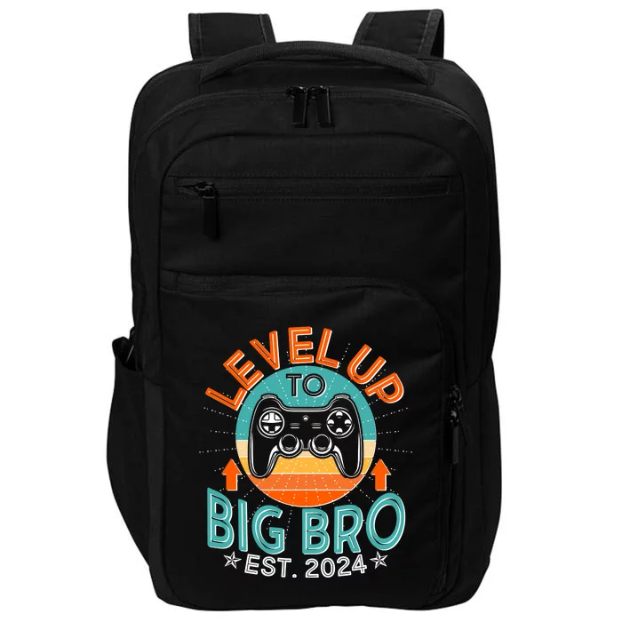 Level Up To Big Bro Est 2024 New Baby Sibling Gamer Impact Tech Backpack