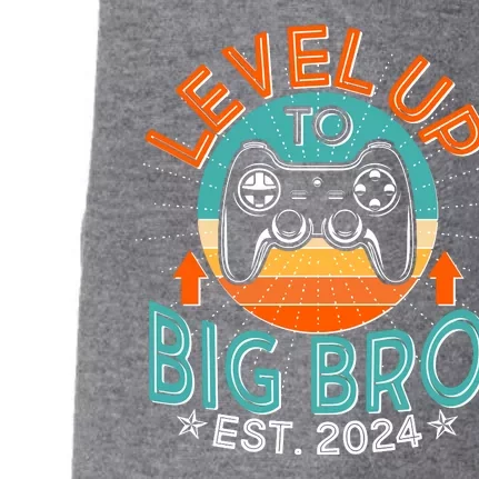 Level Up To Big Bro Est 2024 New Baby Sibling Gamer Doggie 3-End Fleece Hoodie