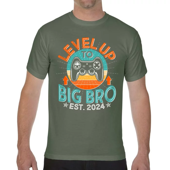 Level Up To Big Bro Est 2024 New Baby Sibling Gamer Comfort Colors T-Shirt