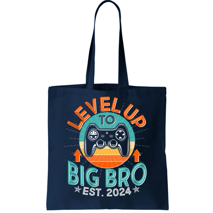 Level Up To Big Bro Est 2024 New Baby Sibling Gamer Tote Bag