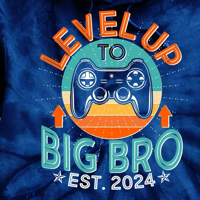 Level Up To Big Bro Est 2024 New Baby Sibling Gamer Tie Dye Hoodie