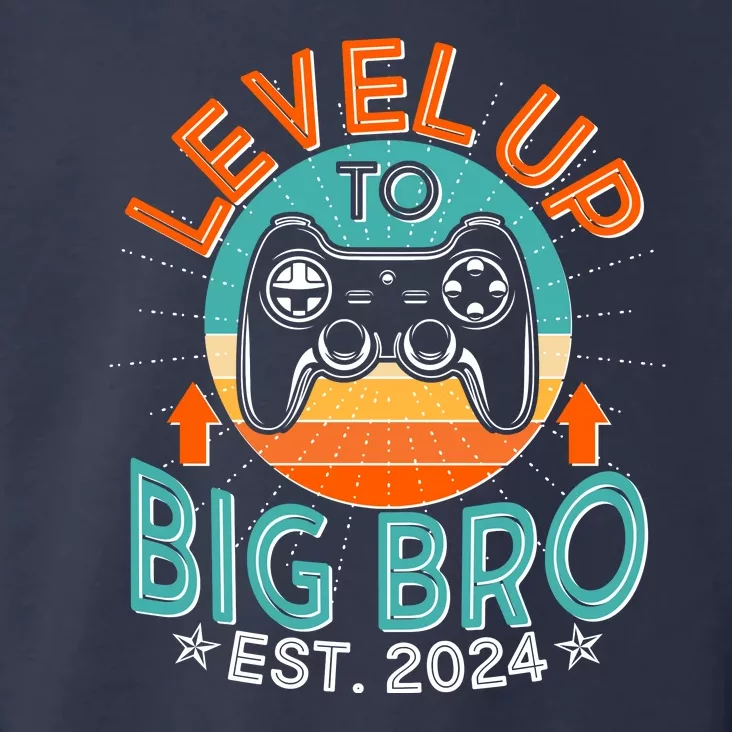 Level Up To Big Bro Est 2024 New Baby Sibling Gamer Toddler Hoodie