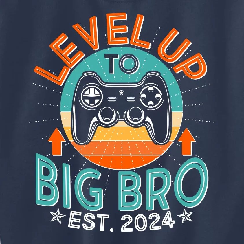 Level Up To Big Bro Est 2024 New Baby Sibling Gamer Kids Sweatshirt