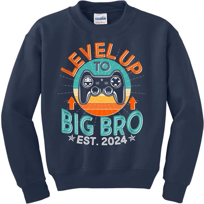 Level Up To Big Bro Est 2024 New Baby Sibling Gamer Kids Sweatshirt