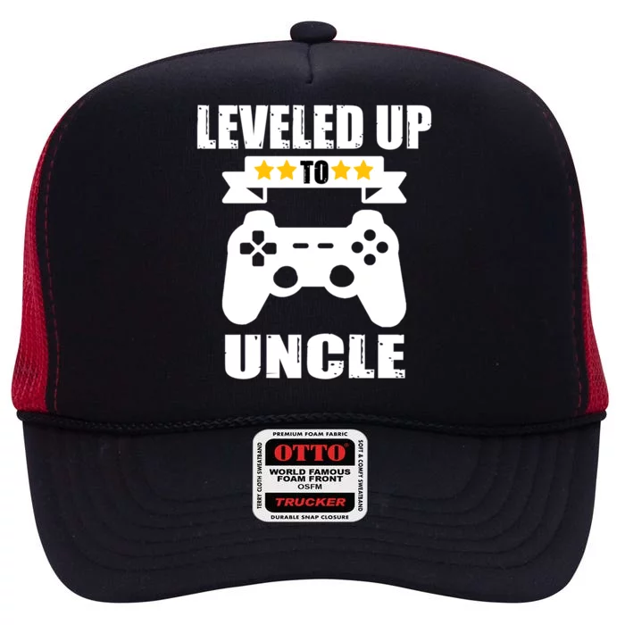 Leveled Up To Uncle Gamer Gaming Gift Funny Gift High Crown Mesh Trucker Hat