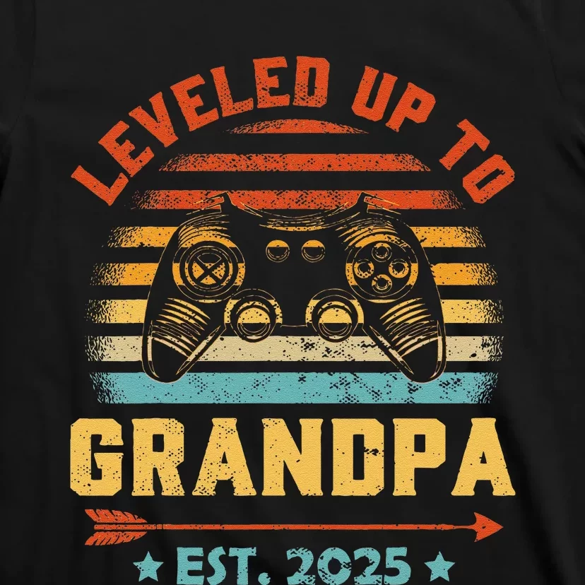 Leveled Up To Grandpa 2025 Gaming Pregnancy Announcement T-Shirt