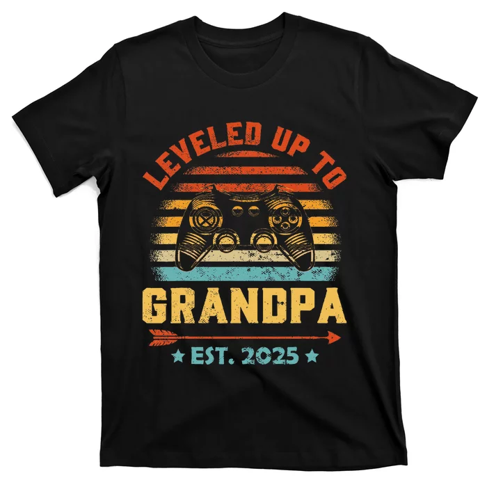 Leveled Up To Grandpa 2025 Gaming Pregnancy Announcement T-Shirt