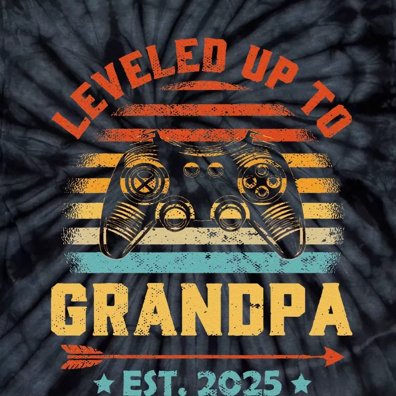 Leveled Up To Grandpa 2025 Gaming Pregnancy Announcement Tie-Dye T-Shirt