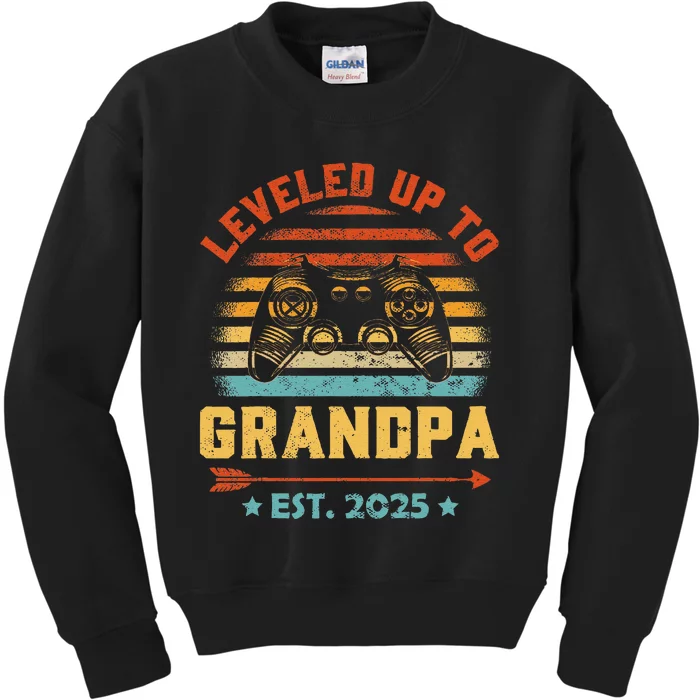 Leveled Up To Grandpa 2025 Gaming Pregnancy Announcement Kids Sweatshirt