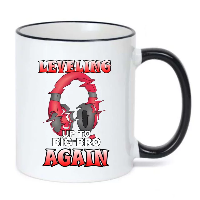 Leveling Up To Big Bro Again Gift Funny Gamer Brother Gift Black Color Changing Mug