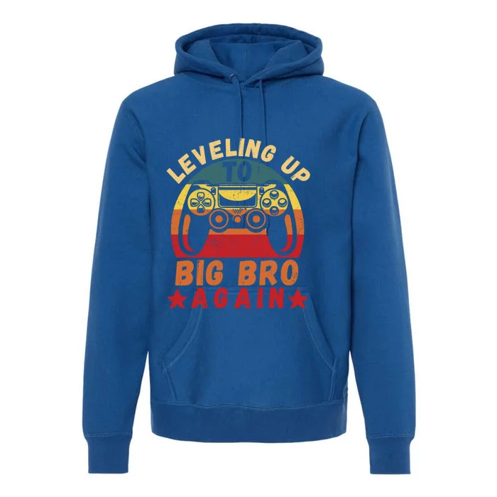 Leveling Up To Big Bro Again Vintage Big Brother Again Gamer Cool Gift Premium Hoodie