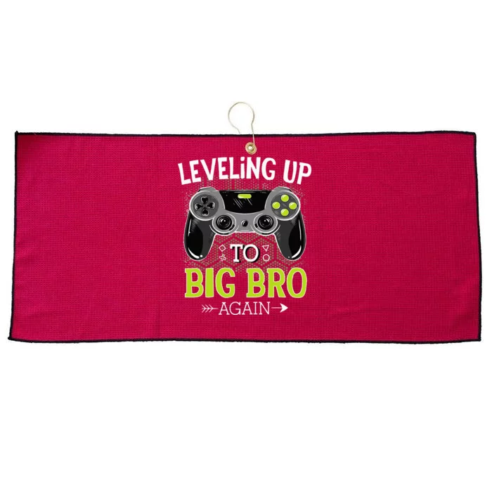 Leveling Up To Big Bro Again Video Gamer Big Brother Large Microfiber Waffle Golf Towel