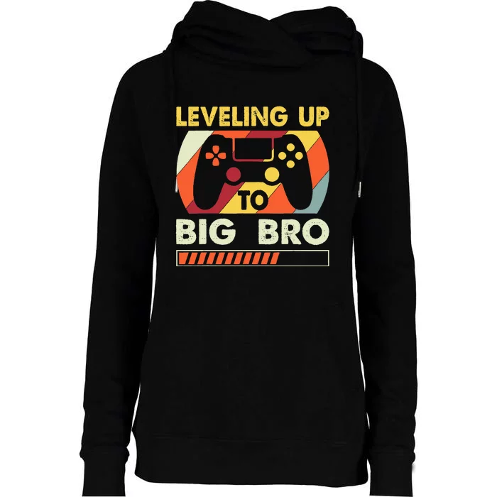 Leveling Up To Big Bro Vintage Future Brother Womens Funnel Neck Pullover Hood