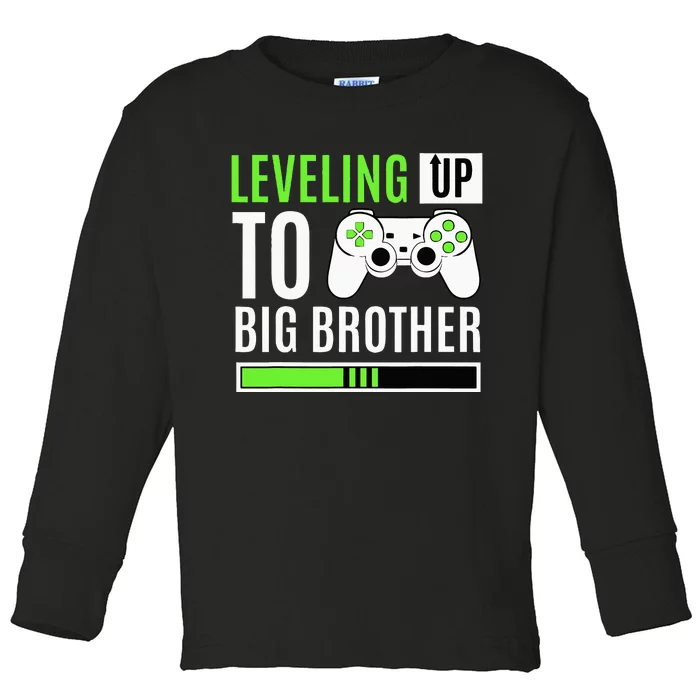 Leveling Up To Big Brother Gaming Baby Gender Announcement Toddler Long Sleeve Shirt