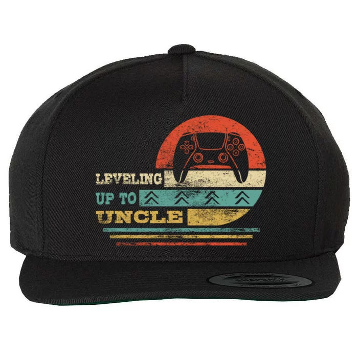 Leveling Up To Uncle Funny New Uncle Vintage Gamer Gift Wool Snapback Cap